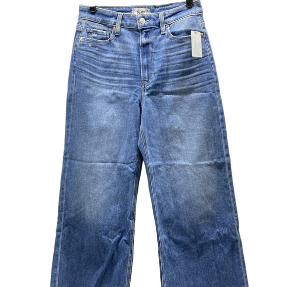 Paige Women’s Anessa Raw Hem Wide-Leg Jeans – Blue, Size 28 x 25 Petite - Picture 1 of 1